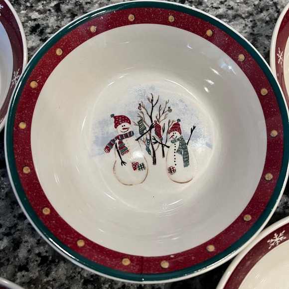 Set of 6~ Royal Seasons Snowman Christmas Coupe Cereal Bowl Holiday Snowmen - Picture 3 of 5
